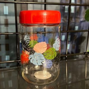 New Simply Home Painted Leaves Glass Storage Jar, 23.3oz Multicolor